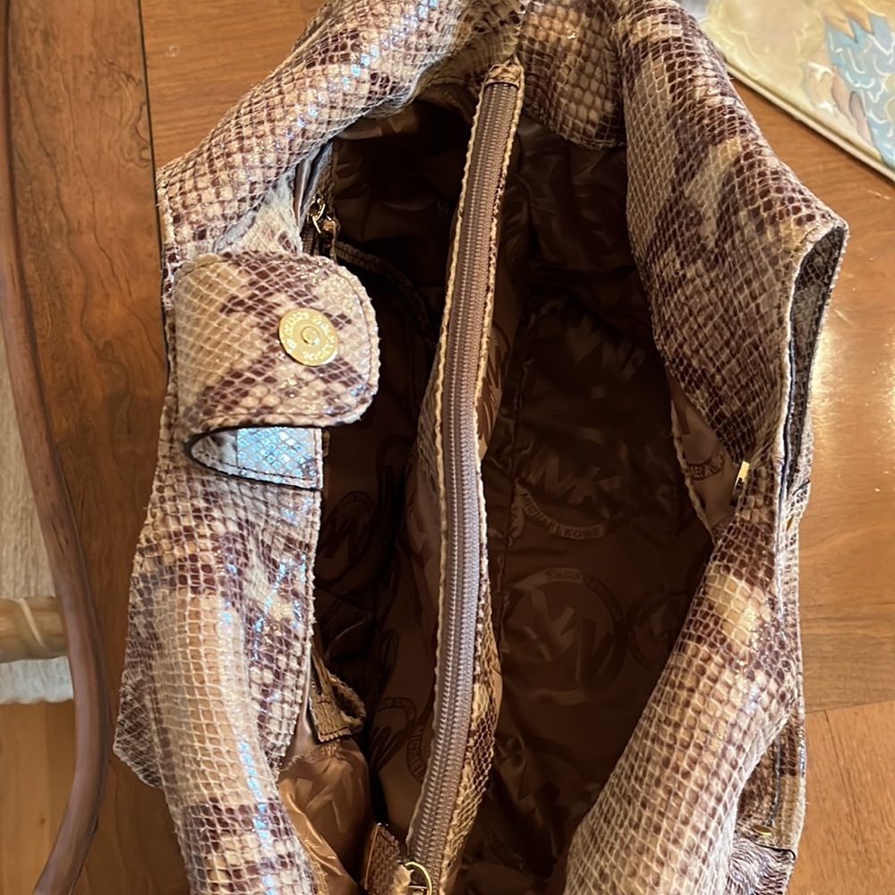 Michael Kors Snake Print Hobo Bag - Brown and Gold - Picture 5 of 7